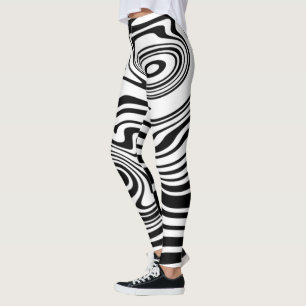 Leggings Lignes noires et blanches Abstraites déformées 2