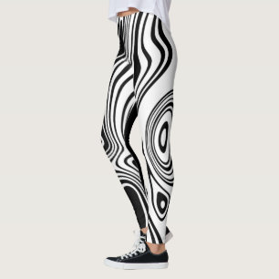 Leggings Lignes noires et blanches Abstraites déformées 7