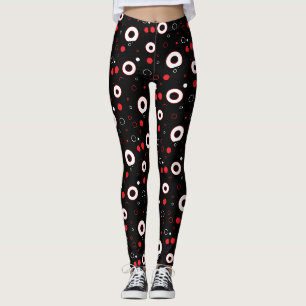 Leggings Lignes noires et blanches et abstrait à pois
