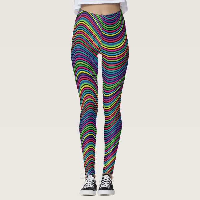 Leggings Lignes ondulées décoratives couleur art Abstrait (Devant)