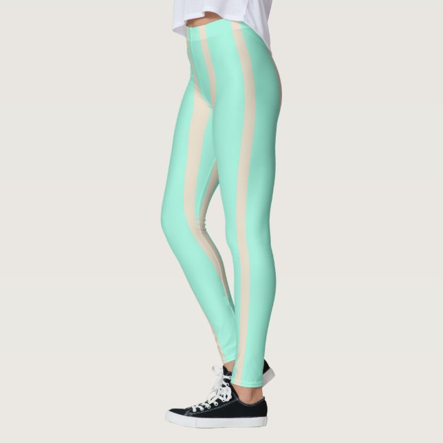 Leggings Lignes rayées bleu pastel clair et gris (Gauche)