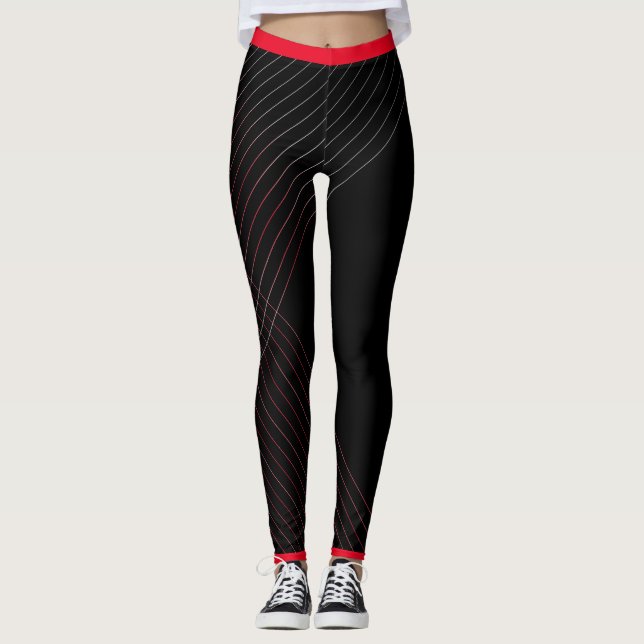 Leggings Lignes rouges géométriques rectangulaires - Arrièr (Devant)