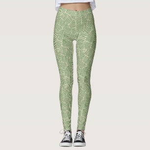 Leggings Lignes tissées vertes Géométrique moderne du mil