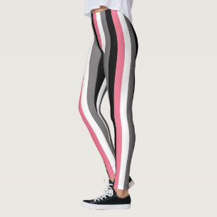 Leggings Lignes verticales Gris blanc rose Gris noir