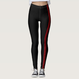 Leggings Lignes verticales rouges sur noir