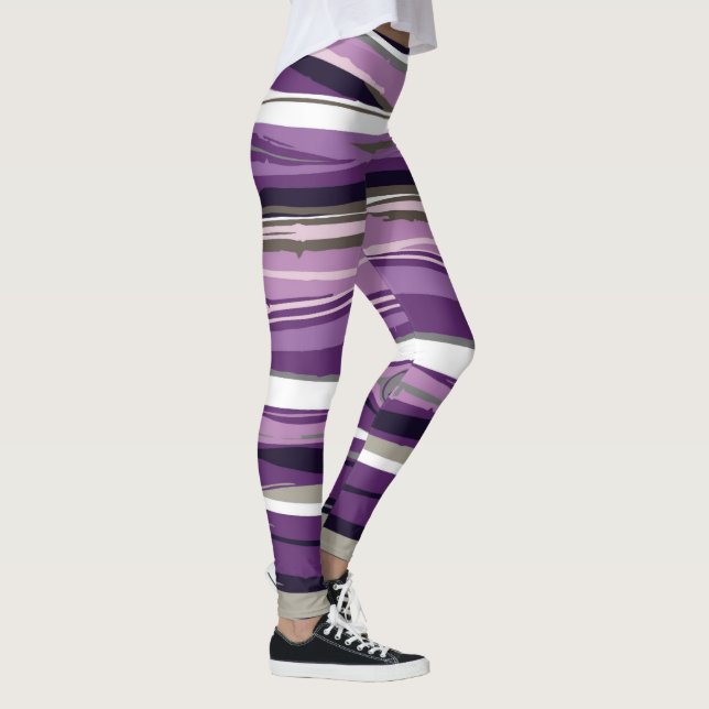 Leggings Lignes violettes formes abstraites conception Legg (Droite)