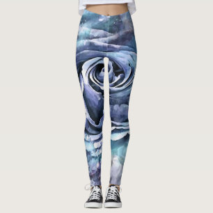 Leggings Lilac bleu français et Rose artistique de Cerulean