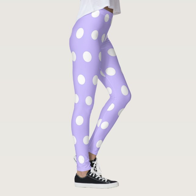 Leggings Lilac doux et blanc Polka Motif fille mignonne (Droite)