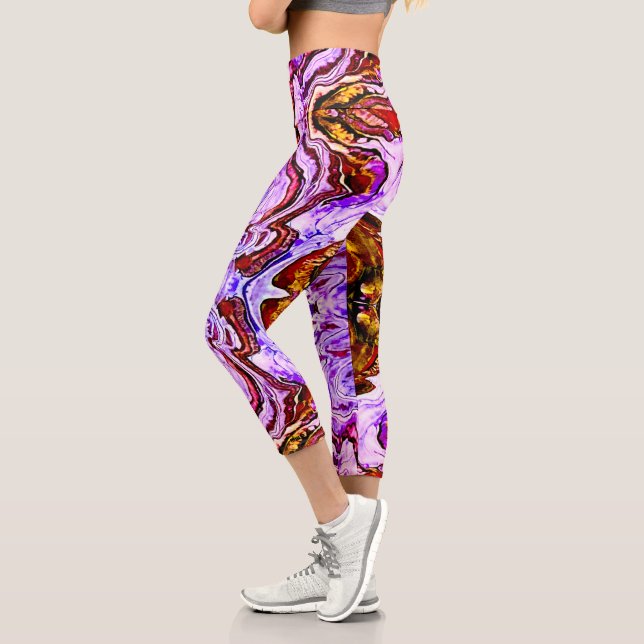 Leggings Lilac rose et rouge Capri (Gauche)