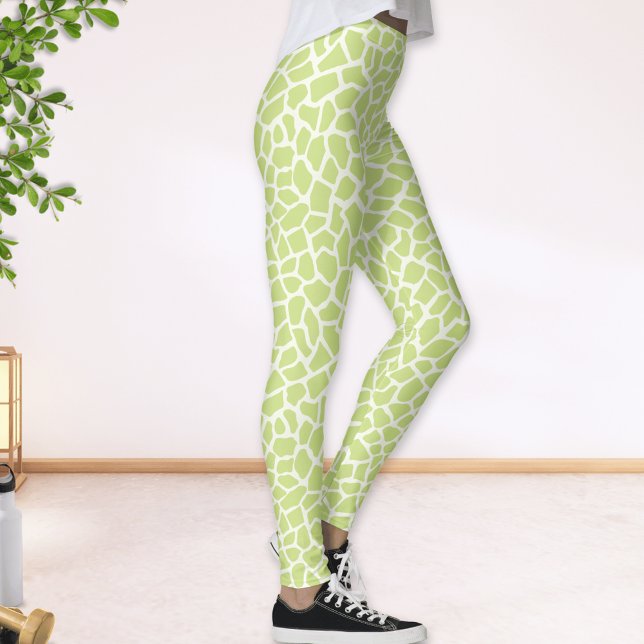 Leggings Lime Green Giraffe Spots Motif Abstrait (Créateur téléchargé)