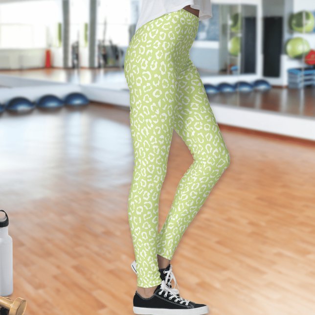 Leggings Lime Green Leopard Spots Motif Abstrait (Créateur téléchargé)