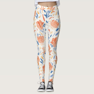 Leggings Linocut botanique baroque : arrière - plan sans co