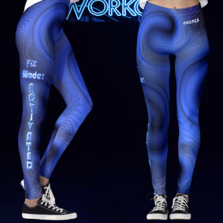 Leggings Liquid Swirl Holographic Neon Fitness 2026 Blue 