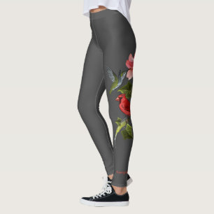 Leggings Lis rose de cardinal et de colibri personnalisé