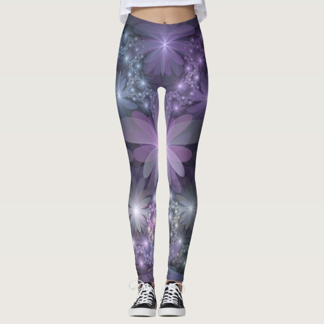 Leggings Lit de fleurs Art Fractal Abstrait tendance brilla (Devant)