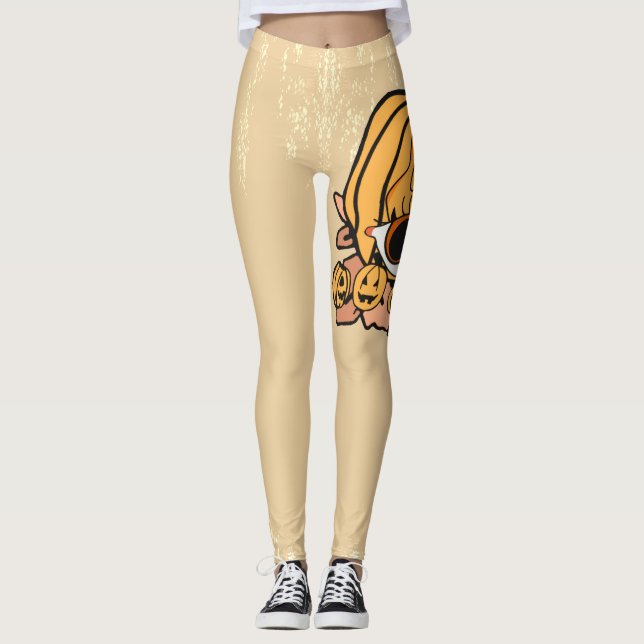 Leggings L'oeil flammé rétro du Citrouille (Devant)