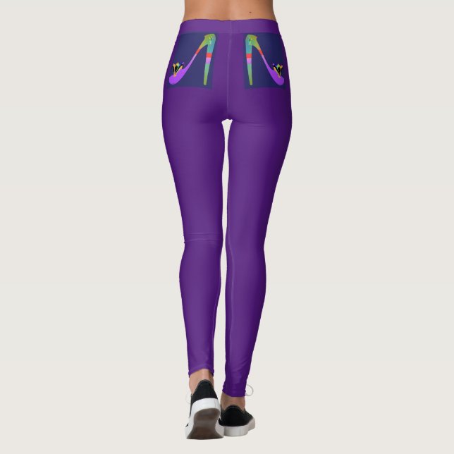 Leggings Logo à talon élevé Éggplant les pattes pourpres (Dos)