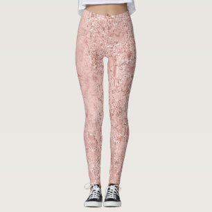 Leggings L'or de rose de rose rougissent métallique en