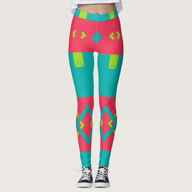 Leggings Losange et d'autres formes sur un arrière - plan (Devant)