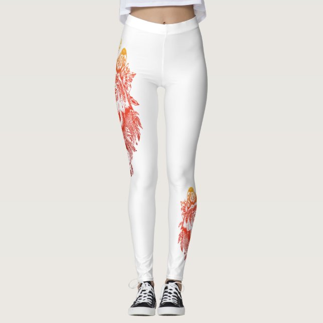 Leggings loup à feu doré (Devant)
