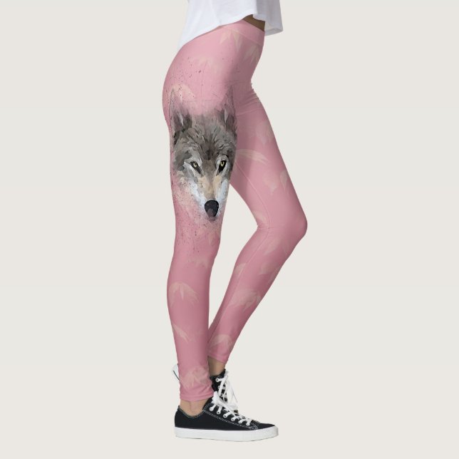 Leggings Loup gris rose (Droite)