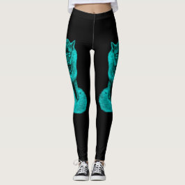 Leggings Loup noir en colère dans la nuit