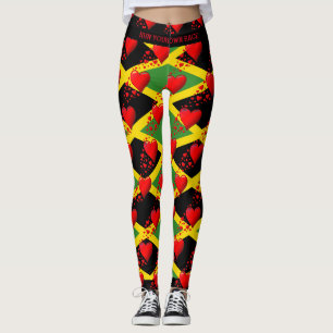 Leggings LOVE JAMAICA Drapeau Coeurs rouges EXÉCUTEZ VOTRE