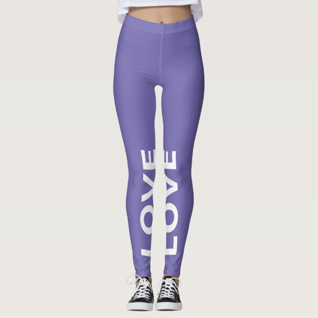 Leggings Love Periwinkle Monochrome Classic Text (Devant)