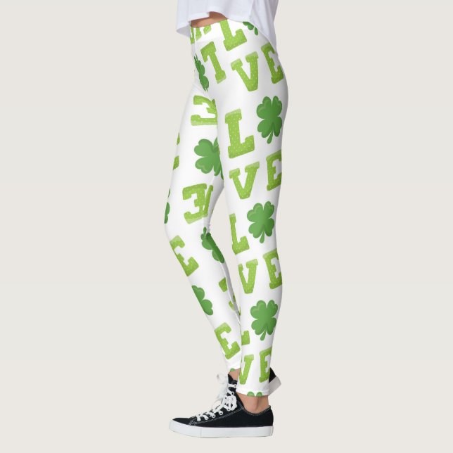 Leggings Love St Patrick's Day Clover (Gauche)