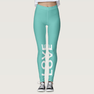 Leggings Love Turquoise Monochrome Classic Texte