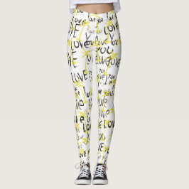Leggings Love Typographie Texte Love You Palms