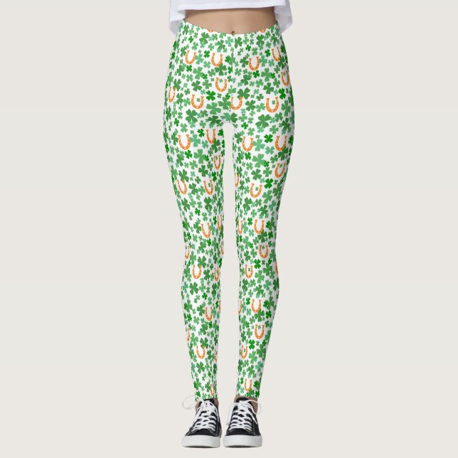 Leggings Lucky Horseshoe Four Leaf Clover St Patrick's Day (Devant)
