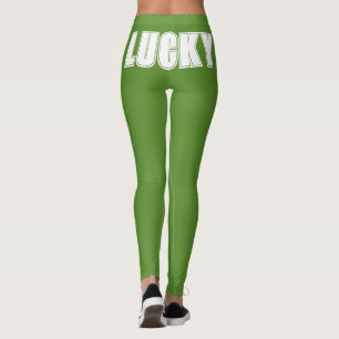 Leggings Lucky Jour de la Saint Patrick Green Bold Typograp