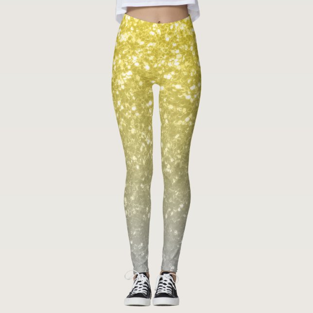 Leggings Lumière or argent gris ombre faux étincelles (Devant)