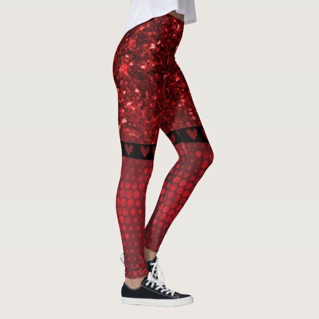 Leggings Lumières de la Parties scintillant Deep Red Faux (Droite)