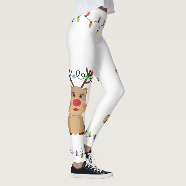Leggings Lumières de Noël de mignons rennes (Droite)