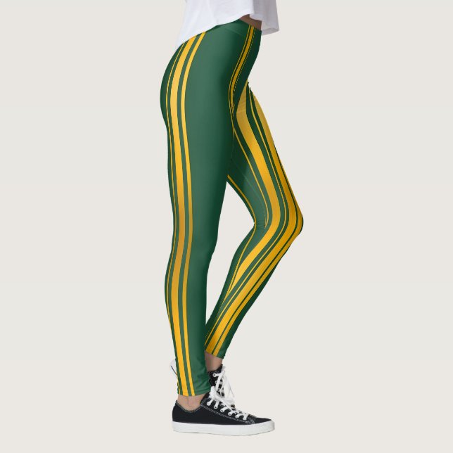 Leggings Luxe Moderne Green Gold Linen Texture Collection (Droite)