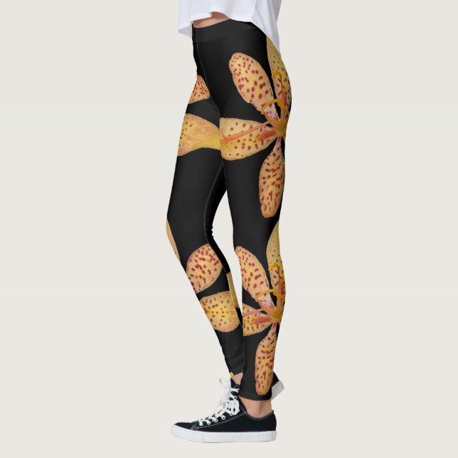 Leggings Lys Blackberry clair tacheté orange sur noir (Gauche)