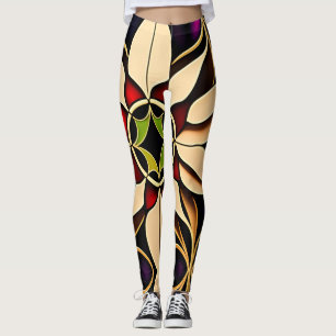 Leggings Lys en verre tendu Motif Mosaïque rouge