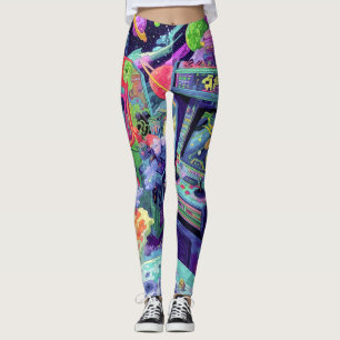 Leggings Machines d'arcade rétro dans l'espace
