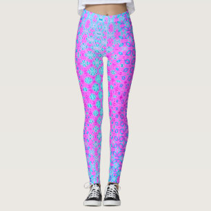 Leggings Magenta, bleu ciel et géométrique marine