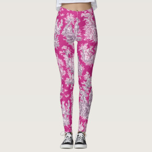 Leggings magenta de jouy rose vintage