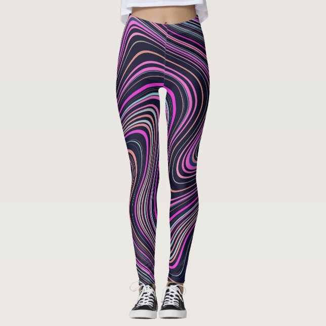 Leggings Magenta Purple Motif de marine rose (Devant)
