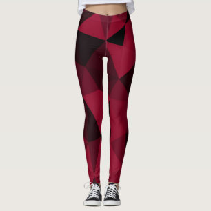 Leggings Magenta rose rouge foncé noir motif de maille géom