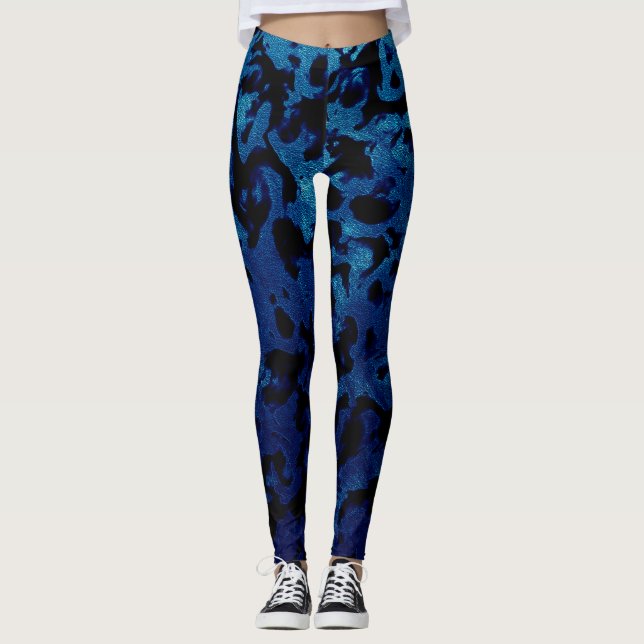 Leggings Magie Abstraite - Marine Blue Grunge Black (Devant)