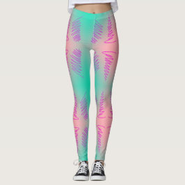 Leggings Magnifique Art Abstrait Turquoise Pink Imprimé Leg