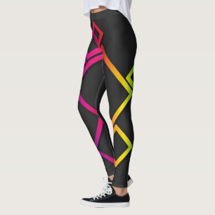 Leggings Magnifique Carrés colorés sur noir n° 1