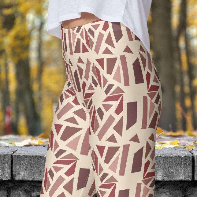 Leggings Magnifique Champagne Motif blanc Mosiac (Blocks Mosiac on Champagne White Leggings)