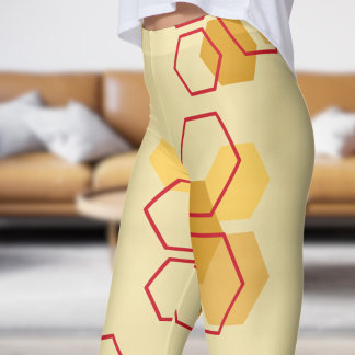 Leggings Magnifique Champagne White Honeycomb Motif