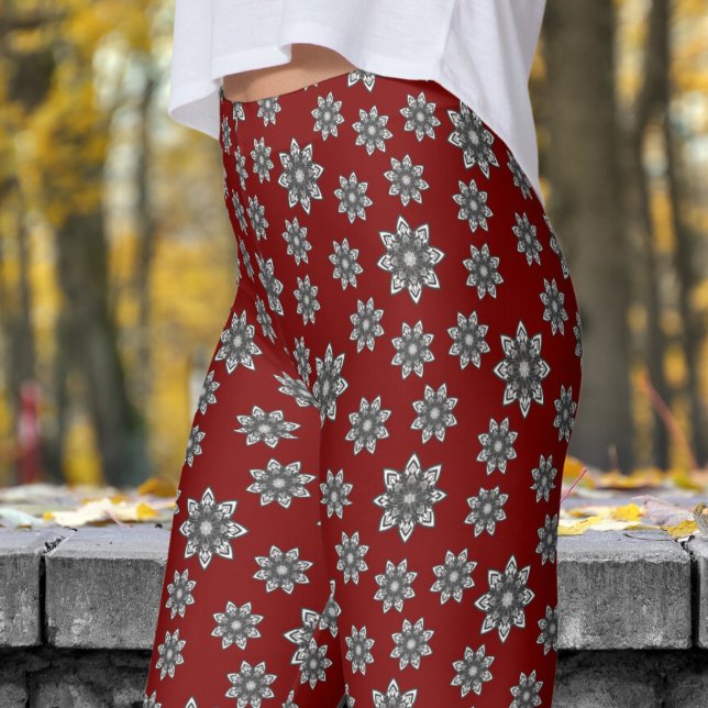 Leggings Magnifique Motif Mandela rouge et noire (Mandela on Deep Red)